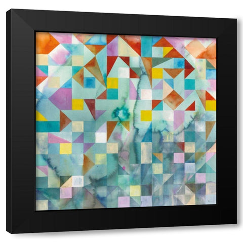 Modern Patchwork Black Modern Wood Framed Art Print by Nai, Danhui