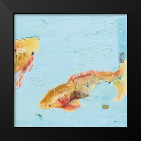 Fish in the Sea II Aqua Black Modern Wood Framed Art Print by Day, Kellie