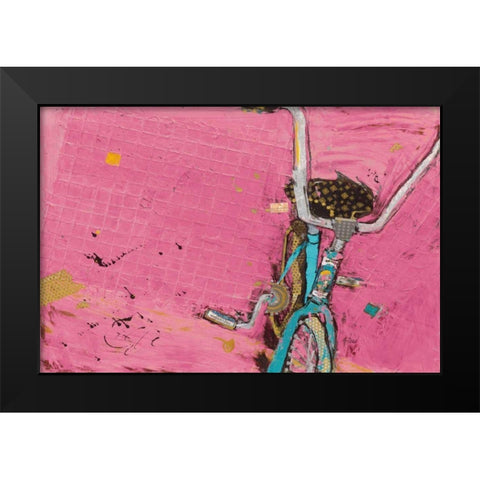 Perky Ts Pink Aqua Crop Black Modern Wood Framed Art Print by Day, Kellie