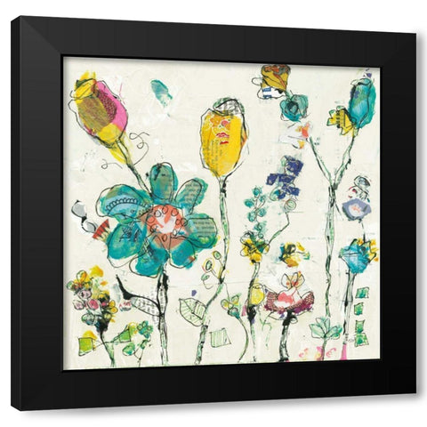 Doodle Garden Cream Black Modern Wood Framed Art Print by Day, Kellie