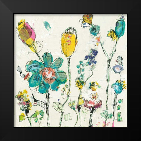 Doodle Garden Cream Black Modern Wood Framed Art Print by Day, Kellie