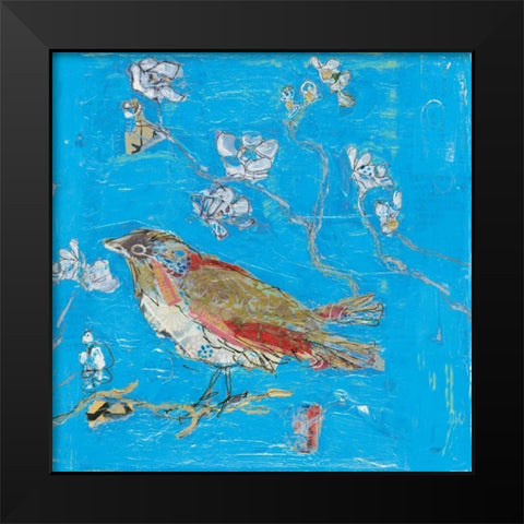 Blue Bird Black Modern Wood Framed Art Print by Day, Kellie