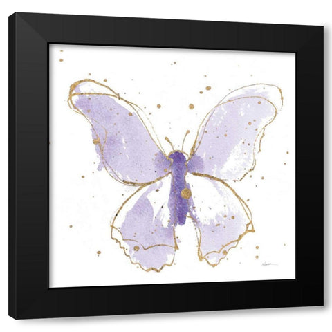 Gilded Butterflies II Lavender Black Modern Wood Framed Art Print with Double Matting by Novak, Shirley