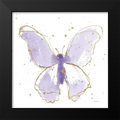 Gilded Butterflies II Lavender Black Modern Wood Framed Art Print by Novak, Shirley