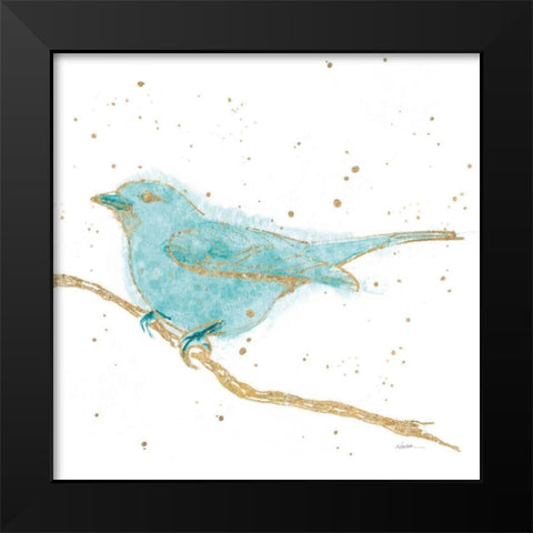 Gilded Bird I Teal Black Modern Wood Framed Art Print by Novak, Shirley