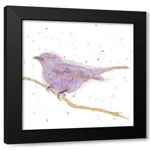 Gilded Bird I Lavender Black Modern Wood Framed Art Print with Double Matting by Novak, Shirley