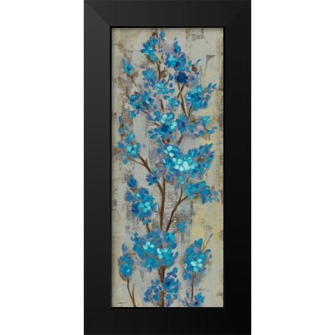 Almond Branch II Blue Crop Black Modern Wood Framed Art Print by Vassileva, Silvia
