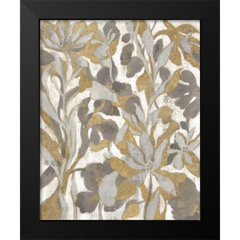Painted Tropical Screen I Gray Gold Black Modern Wood Framed Art Print by Vassileva, Silvia