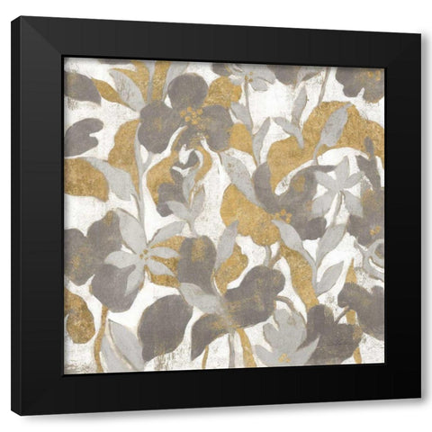 Painted Tropical Screen II Gray Gold Crop Black Modern Wood Framed Art Print with Double Matting by Vassileva, Silvia