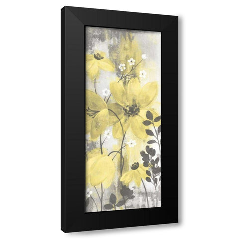 Floral Symphony Yellow Gray Crop II Black Modern Wood Framed Art Print by Vassileva, Silvia
