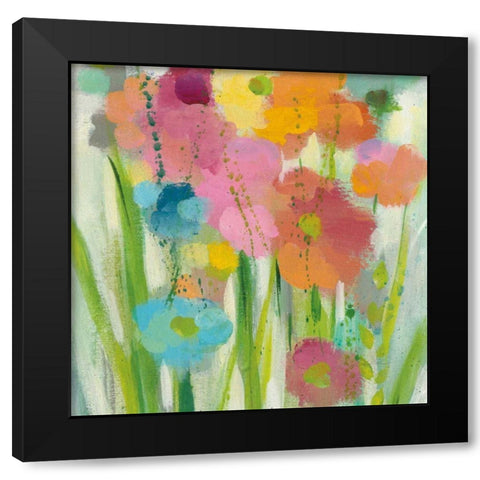 Longstem Bouquet I Square II Black Modern Wood Framed Art Print with Double Matting by Vassileva, Silvia
