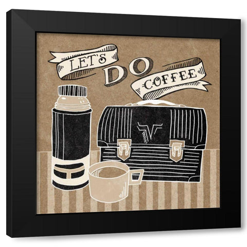 Lets Do Coffee Taupe Black Modern Wood Framed Art Print with Double Matting by Urban, Mary