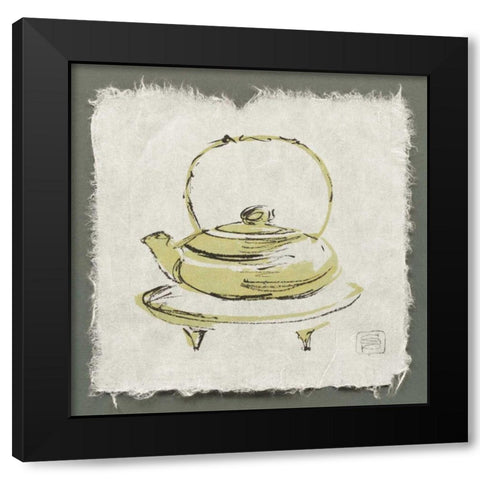 Green Teapot Black Modern Wood Framed Art Print by Paschke, Chris