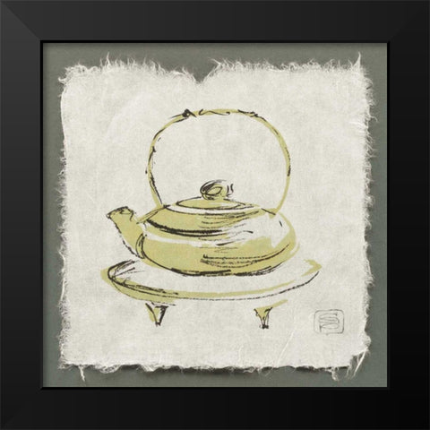 Green Teapot Black Modern Wood Framed Art Print by Paschke, Chris