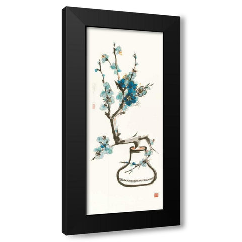 Blue Blossom Black Modern Wood Framed Art Print with Double Matting by Paschke, Chris