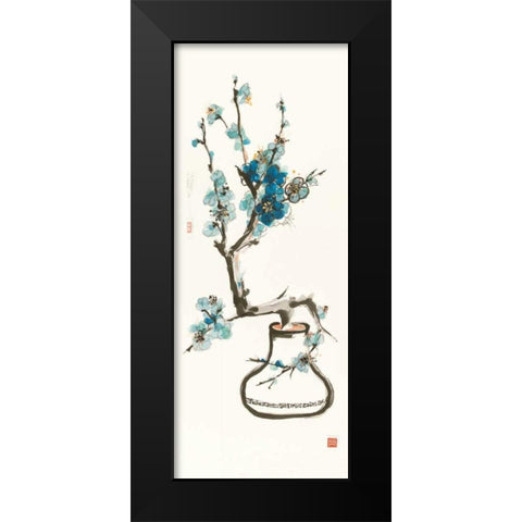 Blue Blossom Black Modern Wood Framed Art Print by Paschke, Chris