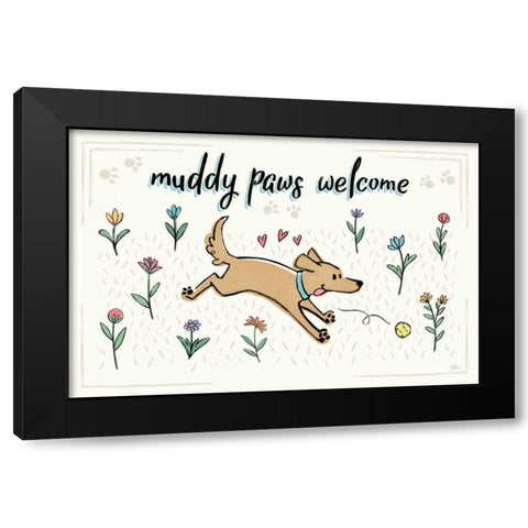 Dogs in the Garden I Black Modern Wood Framed Art Print with Double Matting by Penner, Janelle