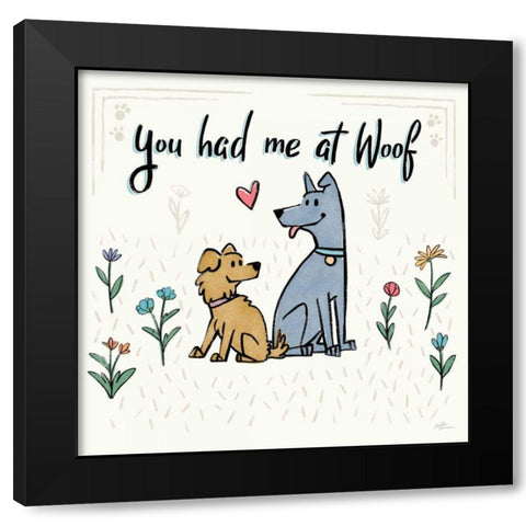 Dogs in the Garden III Black Modern Wood Framed Art Print with Double Matting by Penner, Janelle