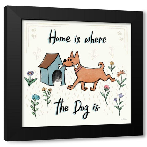 Dogs in the Garden V Black Modern Wood Framed Art Print with Double Matting by Penner, Janelle