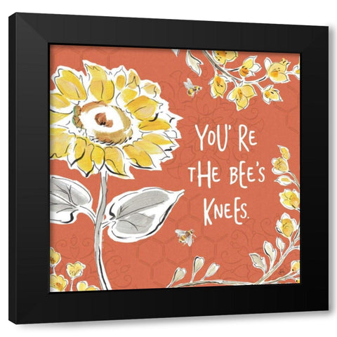 Bee Happy II Spice Black Modern Wood Framed Art Print with Double Matting by Brissonnet, Daphne