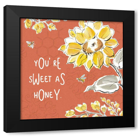 Bee Happy III Spice Black Modern Wood Framed Art Print with Double Matting by Brissonnet, Daphne