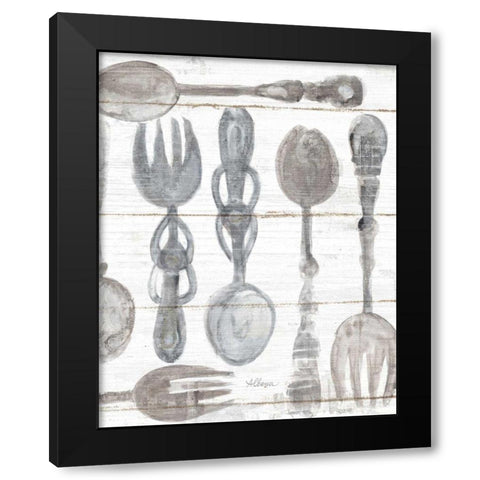 Spoons and Forks III Neutral Black Modern Wood Framed Art Print by Hristova, Albena