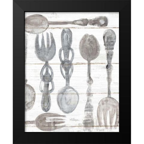 Spoons and Forks III Neutral Black Modern Wood Framed Art Print by Hristova, Albena