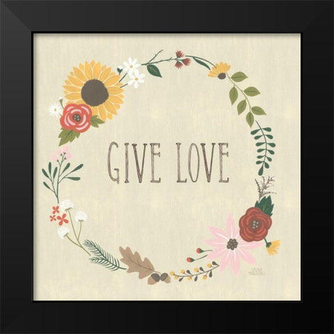 Autumn Garden Give Love Black Modern Wood Framed Art Print by Marshall, Laura