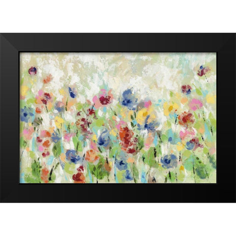 Springtime Meadow Flowers Black Modern Wood Framed Art Print by Vassileva, Silvia