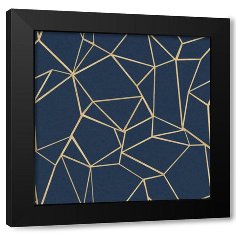 Succulent Pattern Navy Black Modern Wood Framed Art Print by Wild Apple Portfolio