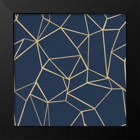 Succulent Pattern Navy Black Modern Wood Framed Art Print by Wild Apple Portfolio