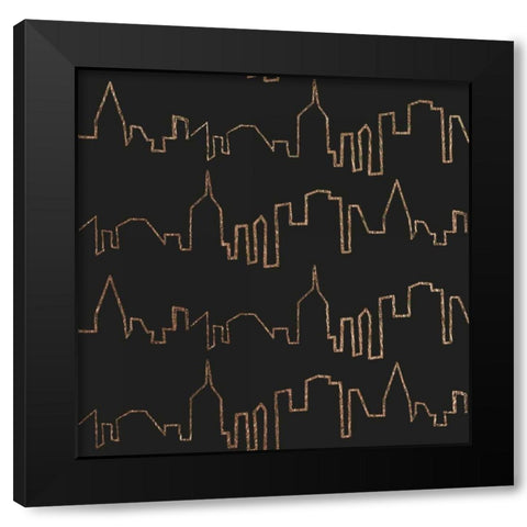 NY Chic Skyline gold on black Black Modern Wood Framed Art Print with Double Matting by Fabiano, Marco