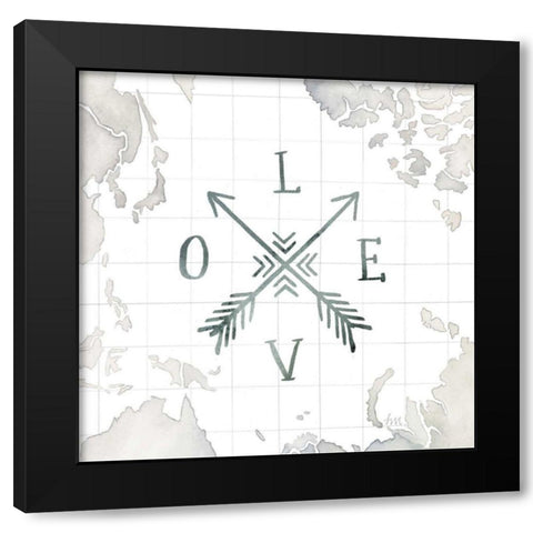 Watercolor Wanderlust Adventure III Black Modern Wood Framed Art Print with Double Matting by Marshall, Laura