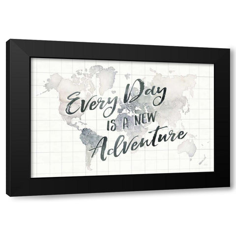 Watercolor Wanderlust World Adventure Black Modern Wood Framed Art Print by Marshall, Laura