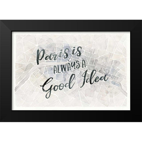 Watercolor Wanderlust Paris Adventure Black Modern Wood Framed Art Print by Marshall, Laura