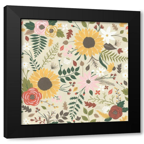 Autumn Garden Pattern VIII Black Modern Wood Framed Art Print by Marshall, Laura