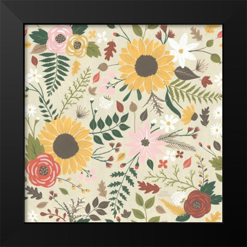 Autumn Garden Pattern VIII Black Modern Wood Framed Art Print by Marshall, Laura