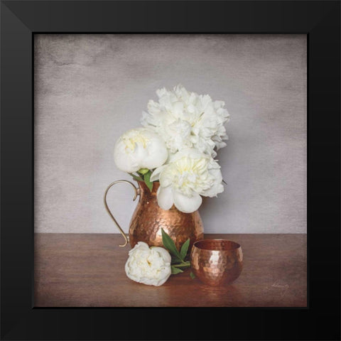 Vintage Peony Dreams I Black Modern Wood Framed Art Print by Bradley, Felicity