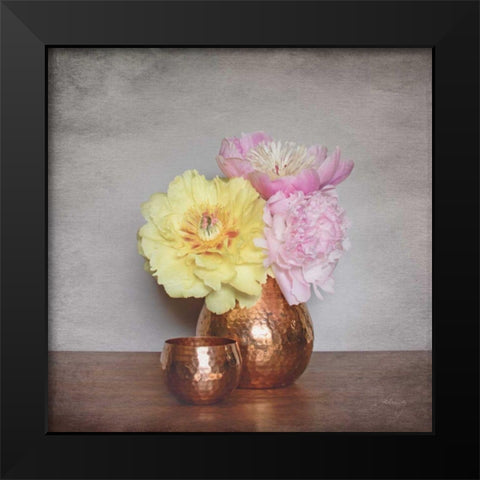 Vintage Peony Dreams II Black Modern Wood Framed Art Print by Bradley, Felicity