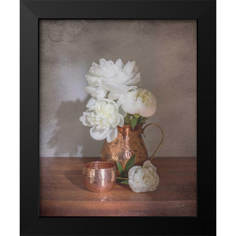 Vintage Peony Dreams Shadows Black Modern Wood Framed Art Print by Bradley, Felicity