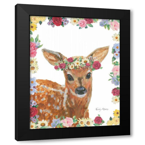 Flower Friends III Black Modern Wood Framed Art Print by Adams, Emily