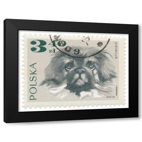 Poland Stamp III on White Black Modern Wood Framed Art Print with Double Matting by Wild Apple Portfolio