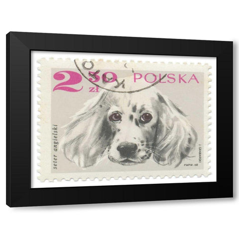 Poland Stamp IV on White Black Modern Wood Framed Art Print by Wild Apple Portfolio