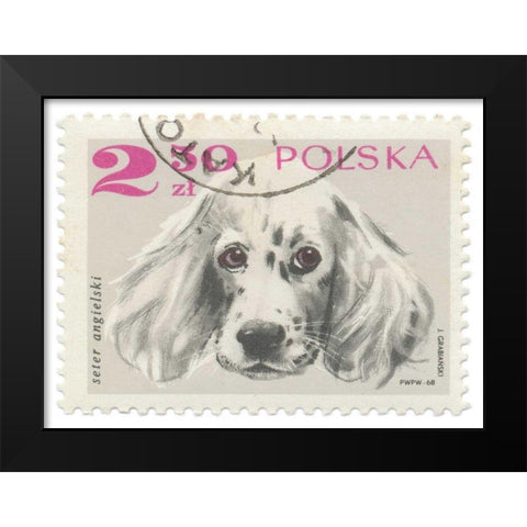 Poland Stamp IV on White Black Modern Wood Framed Art Print by Wild Apple Portfolio