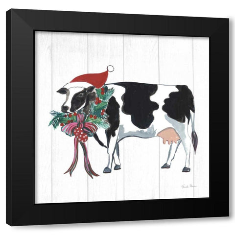 Holiday Farm Animals IV Black Modern Wood Framed Art Print with Double Matting by Zaman, Farida