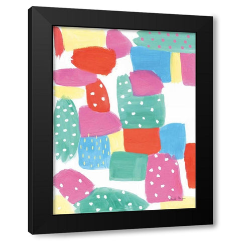 Happy II Black Modern Wood Framed Art Print with Double Matting by Zaman, Farida