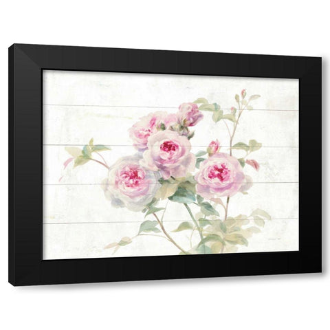 Sweet Roses on Wood Black Modern Wood Framed Art Print with Double Matting by Nai, Danhui