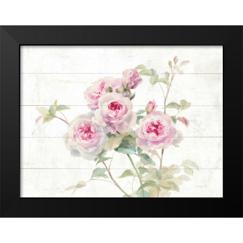 Sweet Roses on Wood Black Modern Wood Framed Art Print by Nai, Danhui