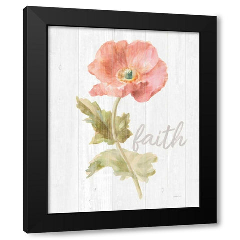 Garden Poppy on Wood Faith Black Modern Wood Framed Art Print with Double Matting by Nai, Danhui