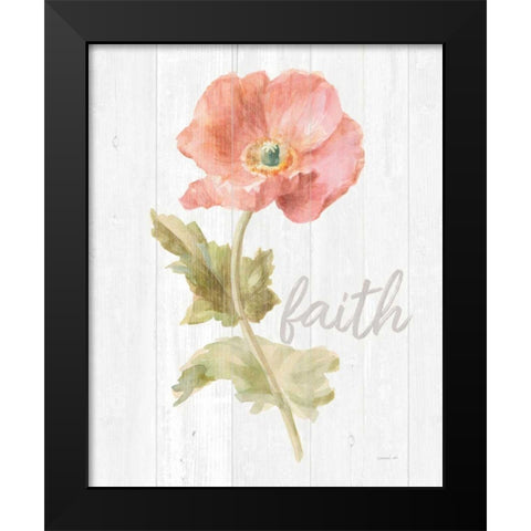 Garden Poppy on Wood Faith Black Modern Wood Framed Art Print by Nai, Danhui